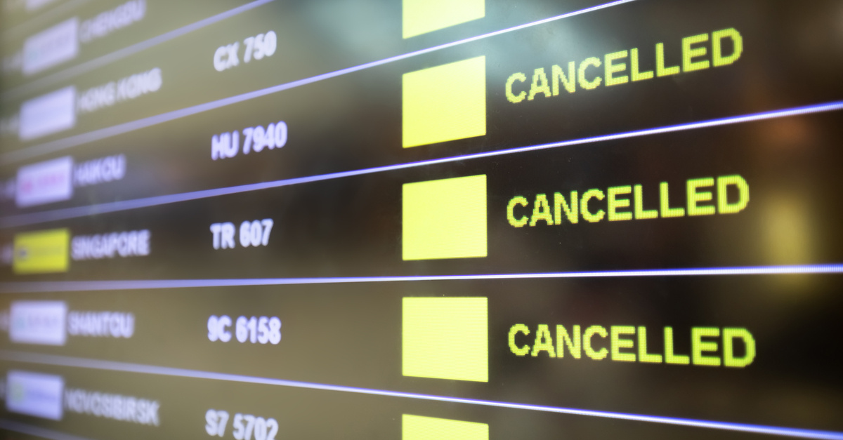 departures board cancelled flights covid